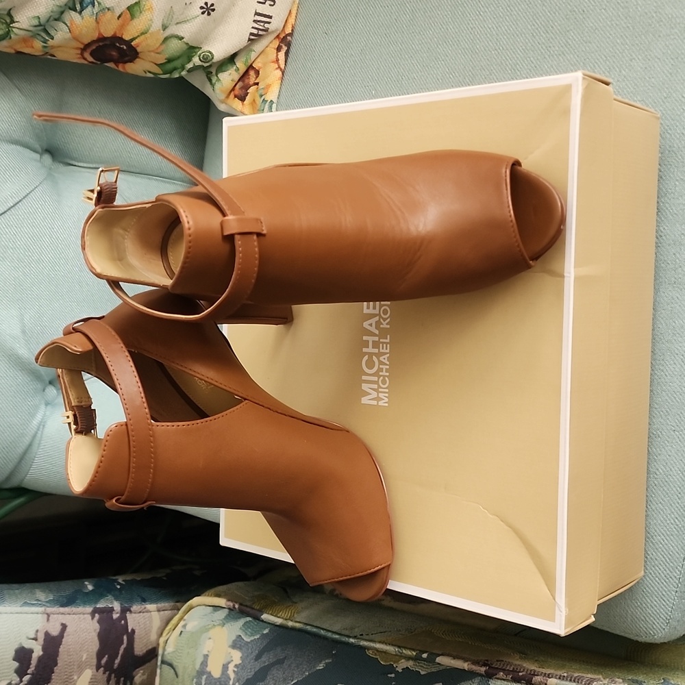 Michael Kors Lawson Leather Open-Toe Ankle Boot